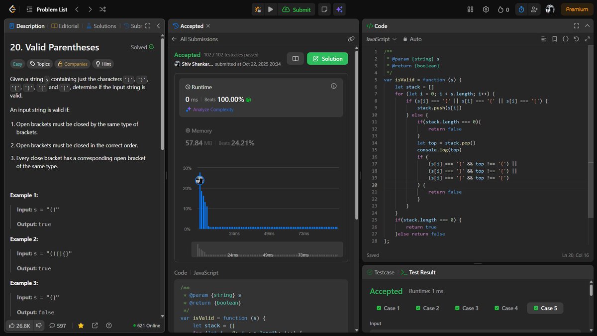 1amWaziR's tweet image. 🚀 Day 124 #200DaysOfDSA

Today, I worked on Backtracking &amp;amp; handling duplicates in subsets and Stack problems

Solved:
✔️ 90. Subsets II
✔️ 20. Valid Parentheses
Focus: Building intuition and discipline

Huge thanks to @akshaymarch7

#DSA #JavaScript #ProblemSolving #Backtracking