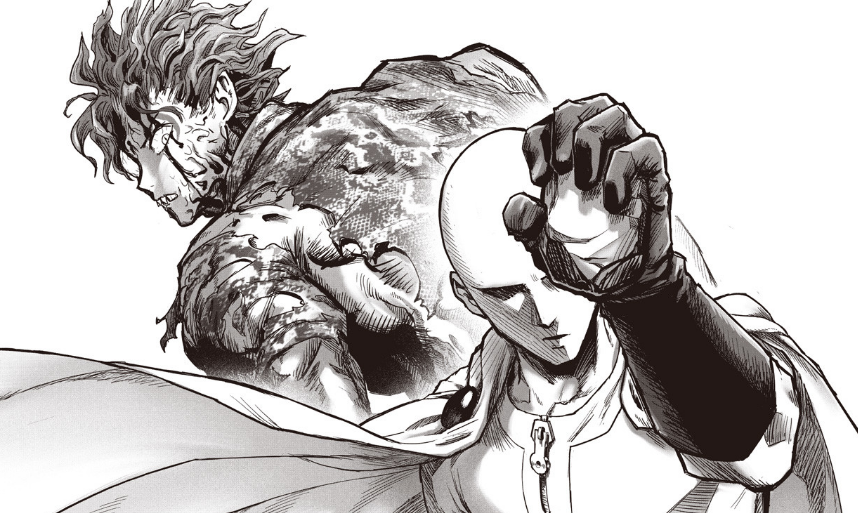 YacineScale's tweet photo. When Amai mask turns to see who's there he still has an angry expression, but when he sees it's saitama he changes completely, i loved it https://t.co/zKUNOQTYyH