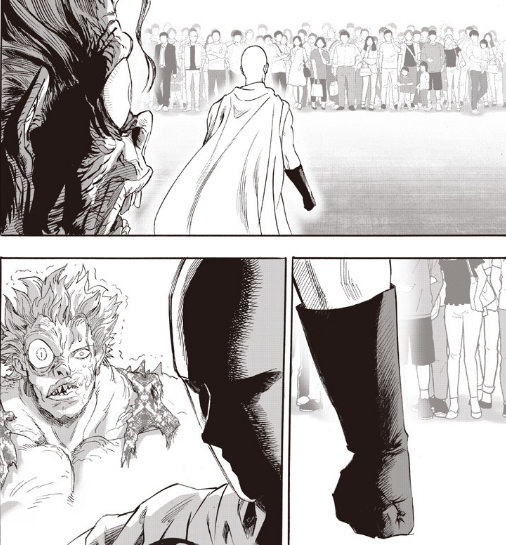 YacineScale's tweet photo. When Amai mask turns to see who's there he still has an angry expression, but when he sees it's saitama he changes completely, i loved it https://t.co/zKUNOQTYyH