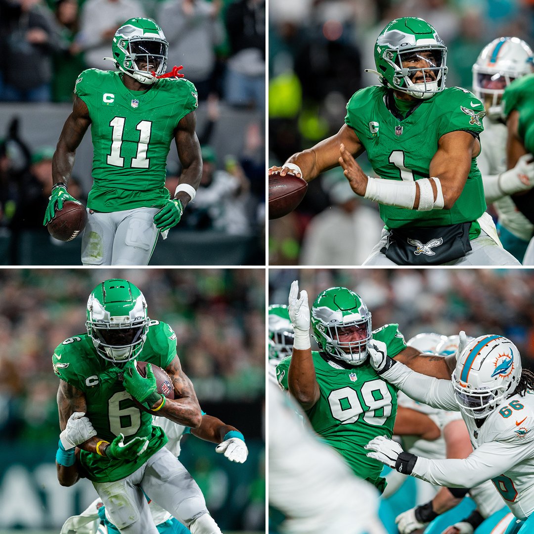 Eagles's tweet photo. On this day in 2023, we brought back Kelly Green in our matchup against the Dolphins https://t.co/9KIYKlHkHx