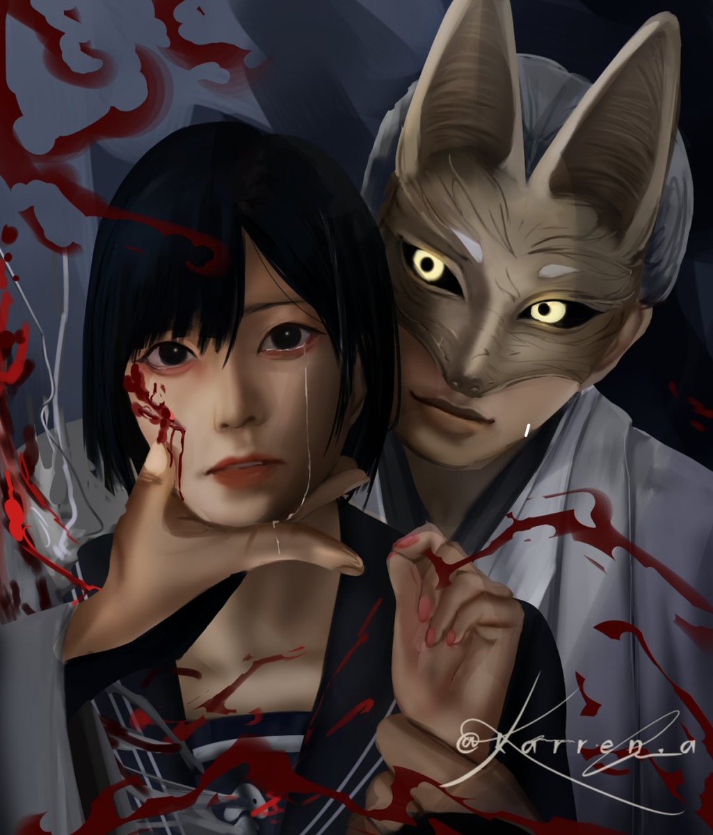 auditor_karren's tweet photo. Bad ending
#silenthillf #hinakoshimizu #foxmask #drawing #silenthill https://t.co/10rRwmmEJu