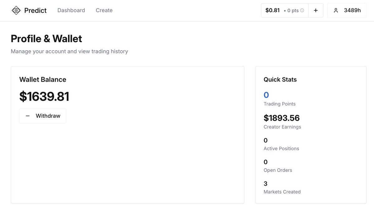 w3ypto's tweet image. People are earning $3-4 per market they create on @UsePredict and nobody is talking about it

Takes like 30 seconds, zero cost and you get instant USDC

Trading volume is through the roof rn.

Free money glitch????