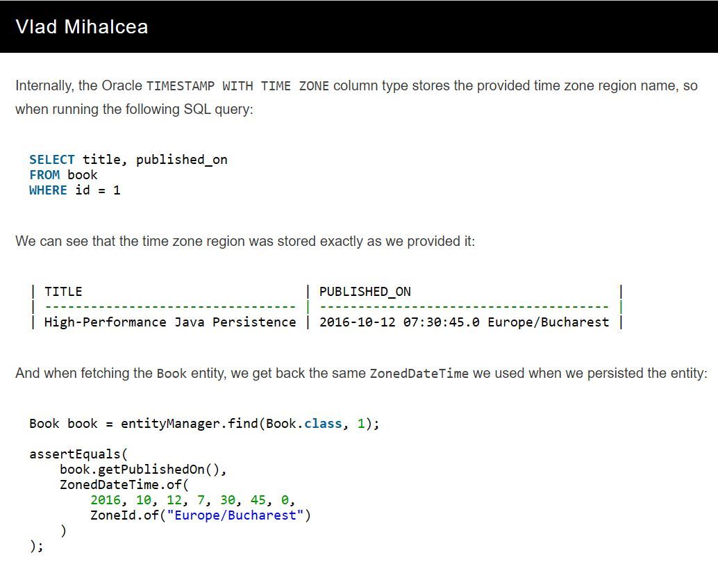 vlad_mihalcea's tweet image. How to map the Oracle TIMESTAMP WITH TIME ZONE with JPA
vladmihalcea.com/oracle-timesta…