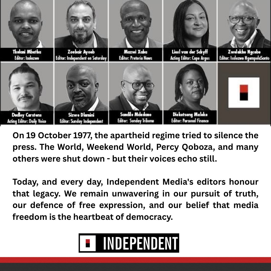 TheCapeArgus's tweet image. Honouring the legacy. Protecting the truth.

Independent Media’s editors stand together, not only as leaders of their newsrooms, but as guardians of a legacy that keeps journalism strong and voices heard.

#MediaFreedom #IndependentMedia #PressFreedom #TruthMatters