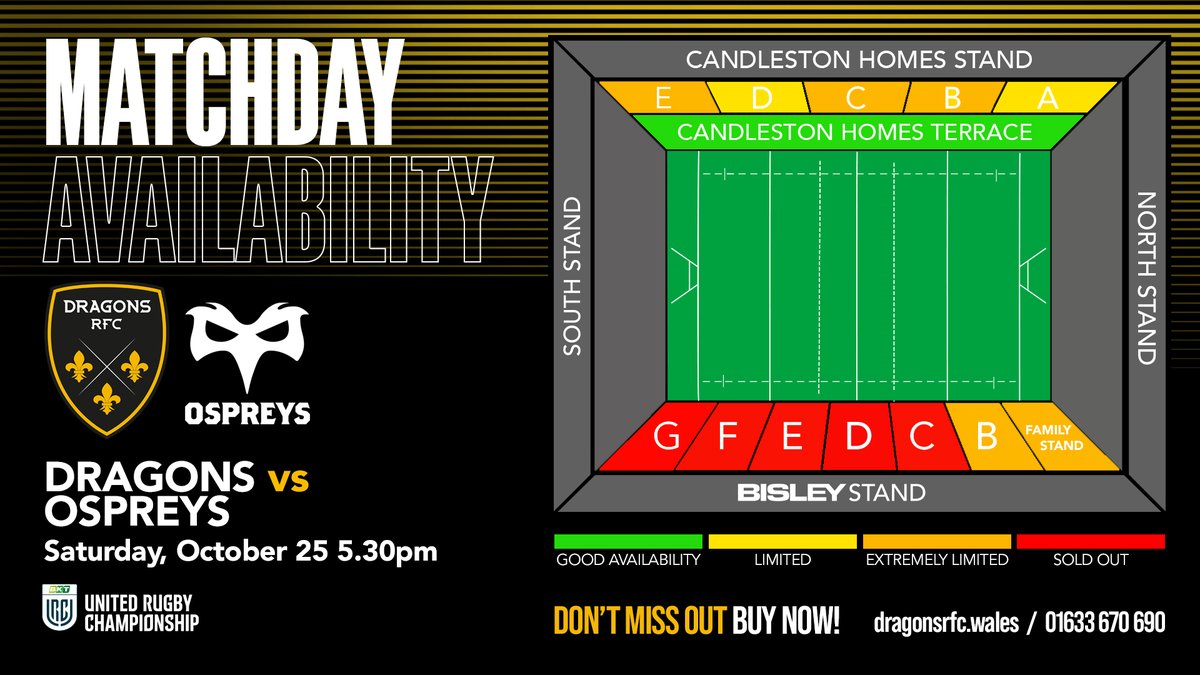 Dragons RFC π (@dragonsrfc) on Twitter photo ποΈ π§πππππ§π¦ | The Bisley is selling fast for Saturday evening's clash with <a href="/ospreys/">Ospreys</a> at <a href="/rodneyparade/">Rodney Parade</a> in the <a href="/URCOfficial/">BKT United Rugby Championship (URC)</a> (kick-off 5.30pm) - buy yours today!πͺ  
Tickets available NOW β€΅οΈ  
ποΈ eticketing.co.uk/dragons/ 
π 01633 670690 (10am-4pm) 
#WeAreGwentRugby ποΈ π§πππππ§π¦ | The Bisley is selling fast for Saturday evening's clash with <a href="/ospreys/">Ospreys</a> at <a href="/rodneyparade/">Rodney Parade</a> in the <a href="/URCOfficial/">BKT United Rugby Championship (URC)</a> (kick-off 5.30pm) - buy yours today!πͺ  
Tickets available NOW β€΅οΈ  
ποΈ eticketing.co.uk/dragons/ 
π 01633 670690 (10am-4pm) 
#WeAreGwentRugby
