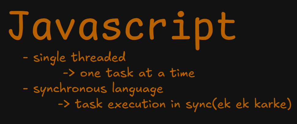 gauravkmaurya09's tweet image. JavaScript 
               - single threaded
               - synchronous language
Then how Is It Asynchronous ?