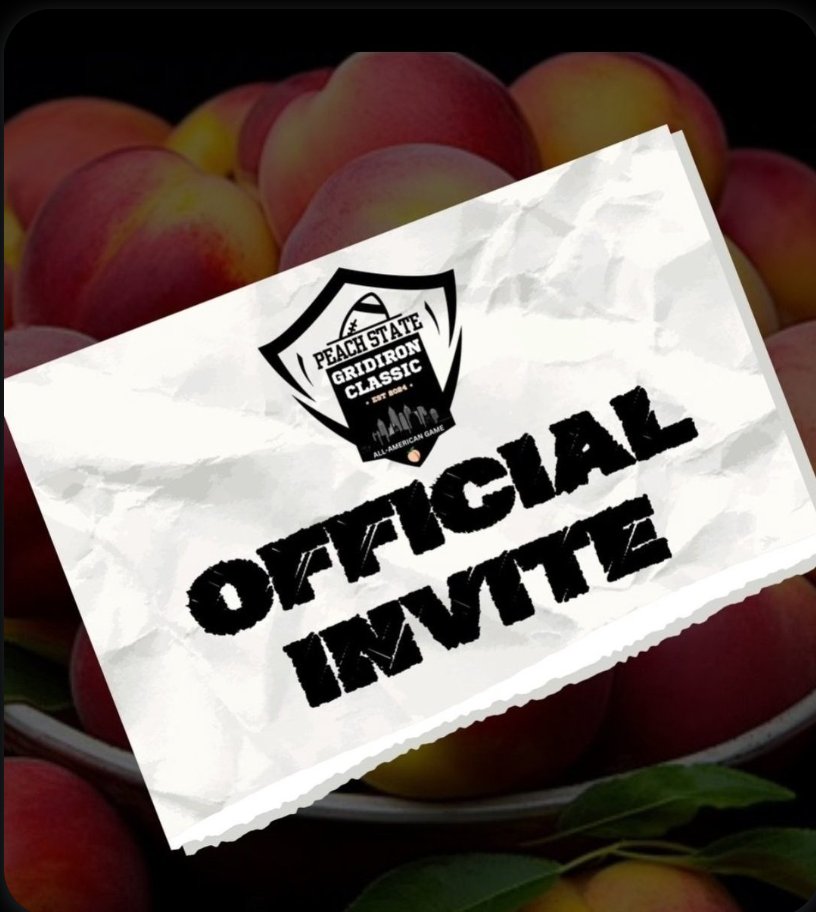 Thank you <a href="/CoachDaniels06/">Coach D</a> for the recognition and the 2025 PEACH STATE GRIDIRON CLASSIC: ALL-AMERICAN GAME OFFICIAL INVITE!! 
<a href="/5StarScouting/">5StarScouting™</a>
<a href="/NPCoachJeff/">Jeff@nationalpreps.com</a>
<a href="/mfarrellsports/">Mike Farrell</a>
<a href="/DAWGHZERECRUITS/">Dawg House Recruiting</a>
<a href="/pepman704/">Matt Morrow</a>
<a href="/ElonFootball/">Elon Football</a>
<a href="/CSmithScout/">Chris Smith</a>
<a href="/NCFootballNews/">NC Football News</a>
<a href="/gobigrecruiting/">Go Big Recruiting</a>
<a href="/NCHSBlueSheet/">North Carolina HS Football Recruiting Blue Sheet</a>