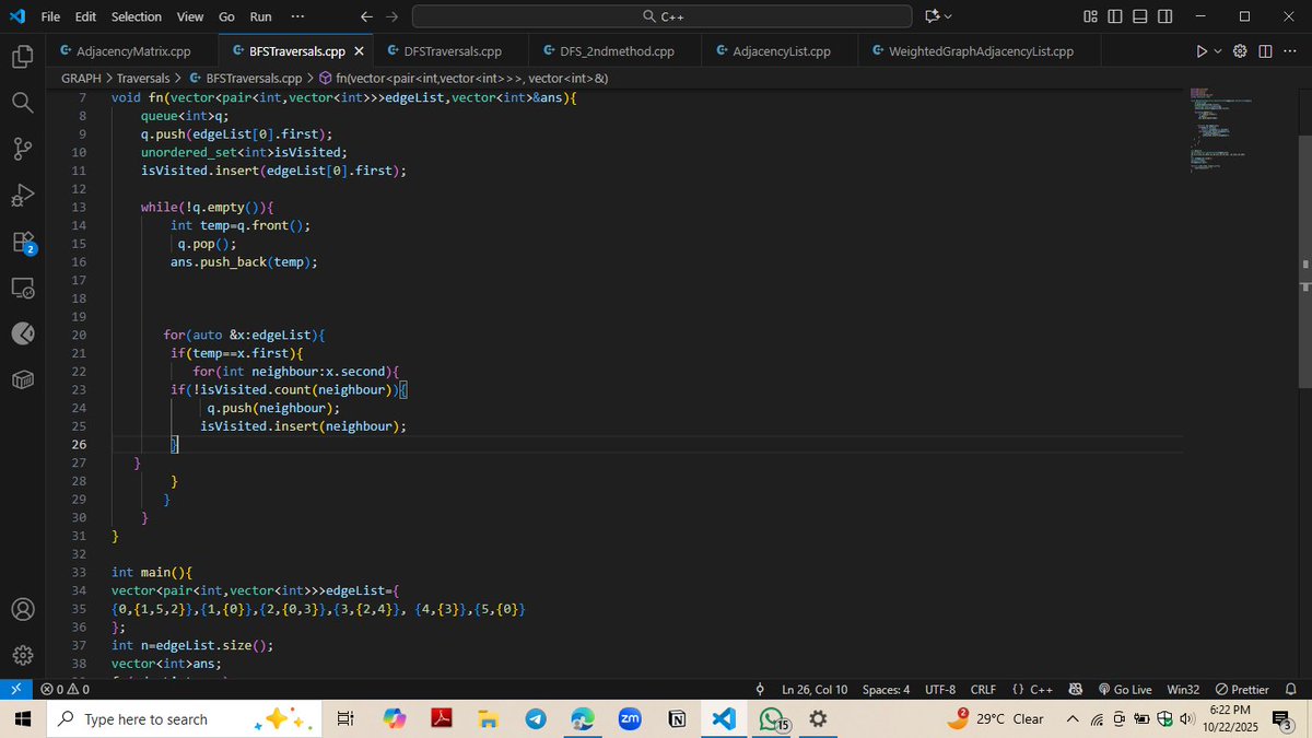 UttamYadav_01's tweet image. Day 78/90 #90DayChallenge
 
DSA

📘Today I explored Graph Traversal — learned how to traverse using BFS &amp;amp; DFS along with their code implementations.

🧩Solved: Find if Path Exists in Graph (LC-1971)
♞ Tried: Minimum Steps to Reach Target by a Knight
#DSA #Graph #CodingJourney