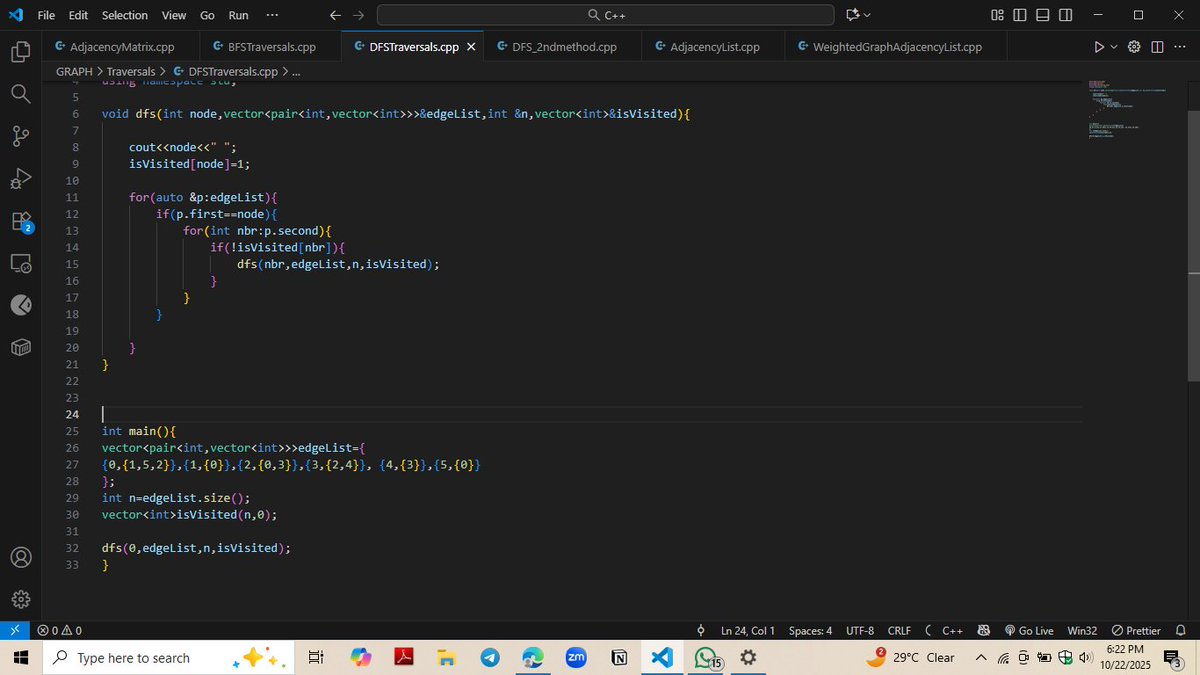 UttamYadav_01's tweet image. Day 78/90 #90DayChallenge
 
DSA

📘Today I explored Graph Traversal — learned how to traverse using BFS &amp;amp; DFS along with their code implementations.

🧩Solved: Find if Path Exists in Graph (LC-1971)
♞ Tried: Minimum Steps to Reach Target by a Knight
#DSA #Graph #CodingJourney