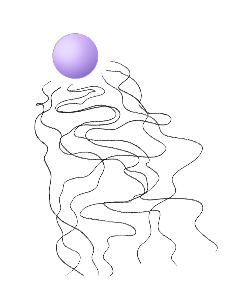 boramin18's tweet photo. Day 22
Today’s prompt is Wanderer. The prompts feel more symbolic than literal. At first, I had no idea what to draw. 

Each line is a winding road of life... different paths, same destination.

And the purple sphere is just my favorite color 🤣

#Inktober2025 #Inktober https://t.co/OnomLJUDW6