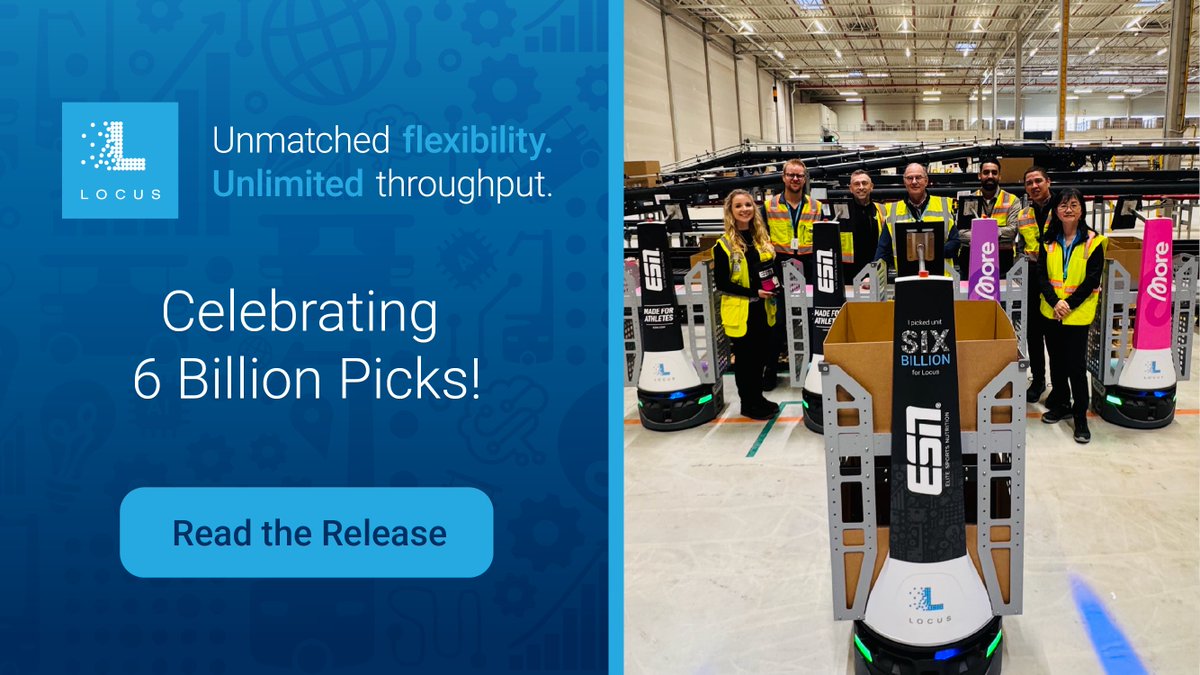 LocusRobotics's tweet image. Locus Robotics has reached 6 billion picks in just 24 weeks, our fastest pace ever!
locusrobotics.com/news/locus-rob…