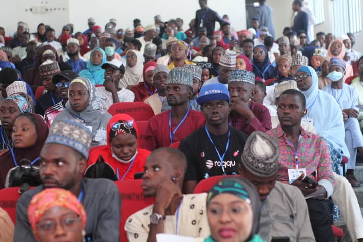 Chairperson of the Governing Board of CITAD, Prof. Amina Kaidal gives welcome remarks as hundreds of participants at the 6th Kano Social Influencers Summit #KanSIS25 listen <a href="/YZYau/">Yunusa Ya'u</a> <a href="/CitadRadio/">CITAD Online Radio</a> <a href="/a_sabo12/">Ali Sabo</a> <a href="/dahiruabubakar/">abubakar dahiru</a> <a href="/KaburaZakama/">Kabura Zakama</a> <a href="/SalakoYesmin/">Yesmin Salako</a>