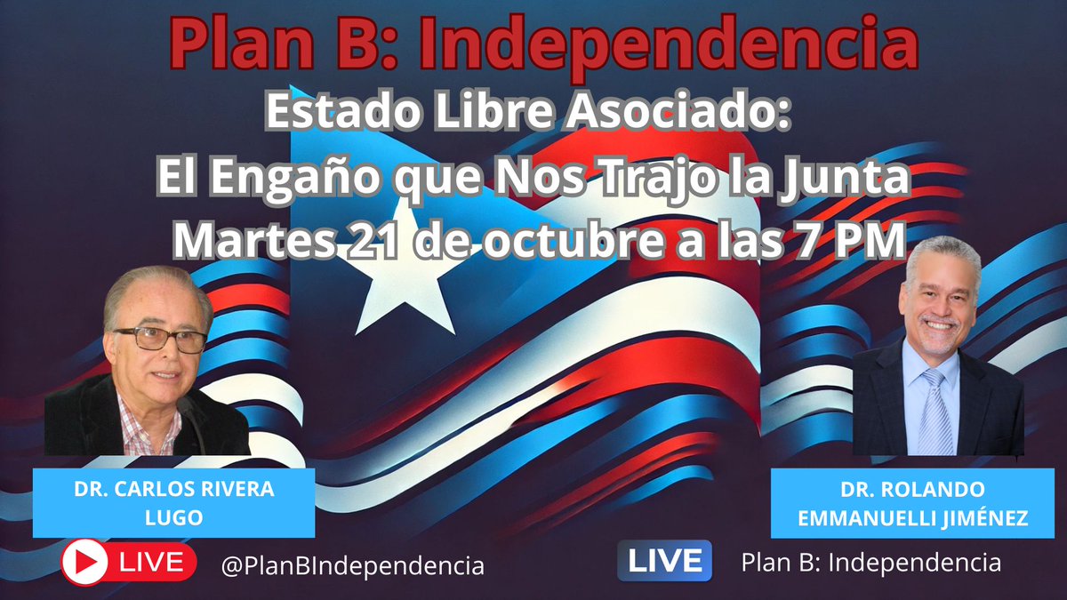 Tercer episodio de Plan B: Independencia: 

Estado Libre Asociado: El Engaño que Nos Trajo la Junta

Veal el video aqui: ow.ly/ycP950XgfVm