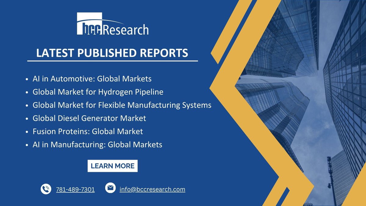 bccresearch's tweet image. Unlock the future with our latest market reports—track trends, uncover growth drivers, and make smarter decisions. Stay informed, stay competitive, and lead with confidence.
bit.ly/49gdsKl
#MarketInsights #InnovationLeadership #IndustryTrends #BCCResearch #FutureReady