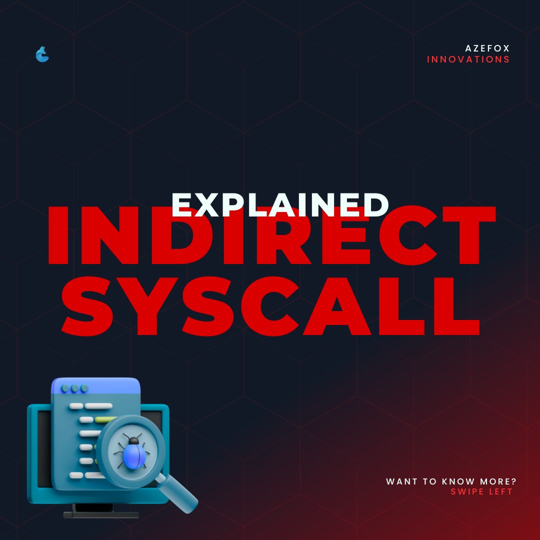 We_Azefox's tweet image. Malware can bypass EDRs using Indirect Syscalls:
1️⃣ Find Syscall ID
2️⃣ Build custom stub
3️⃣ Jump directly to kernel
Focus on behavioral analysis &amp;amp; memory scanning to detect these stealth moves.
#Cybersecurity #Malware #EDR #Syscalls #Infosec #AzefoxInnovations