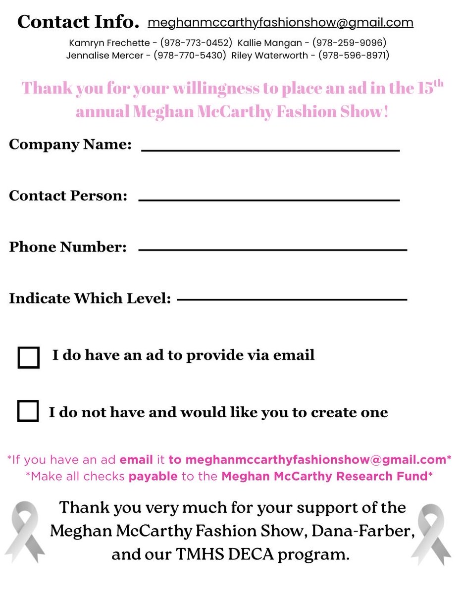 Any business looking to take out an ad for the show this year please dm this account and let us know! All proceeds go to Meghan’s Research Fund and Dana-Farber and these don’t go unnoticed. These will be presented in the program booklet!!! <a href="/DanaFarber/">Dana-Farber</a> <a href="/DanaFarberYAP/">Dana-FarberYAProgram</a>