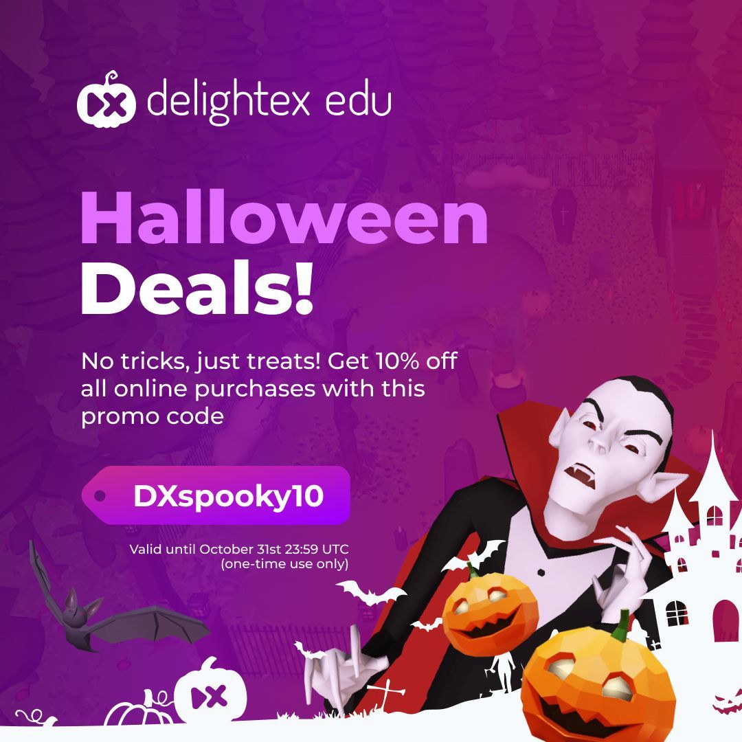 Delightex (@delightex_edu) on Twitter photo Trick or treat? 🎃 We say treat!
Enjoy 10% off Delightex Edu Pro with code DXspooky10 - valid until October 31, 23:59 UTC! Trick or treat? 🎃 We say treat!
Enjoy 10% off Delightex Edu Pro with code DXspooky10 - valid until October 31, 23:59 UTC!