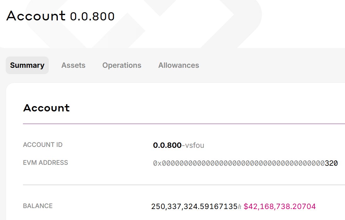 hbarTaTa's tweet image. 🚨 @Hedera staking reward account 0.0.800 just funded with 250,000,000 $HBAR (~$42M)