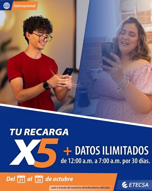 Hasta el 26 de octubre #RecargaInternacional. 
Los detalles en: etecsa.cu 
¡No te la pierdas! #EtecsaConCuba