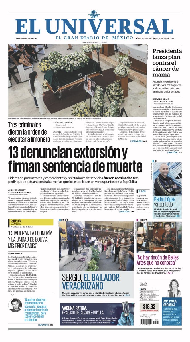 #FelizMiércoles 

La primera de ⁦<a href="/El_Universal_Mx/">El Universal</a>⁩ 👀👇