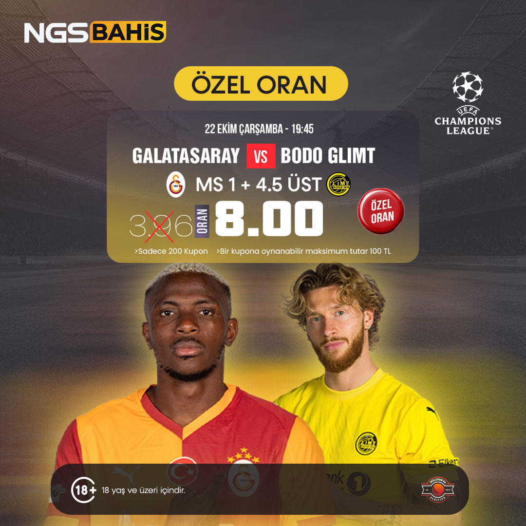 ⚡️ Özel Oran ⚡️
NGSBAHİS Giriş 🔗 t2m.io/NGTW

Galatasaray 🆚 Bodo Glimt
⚽️ MS 1 + 4.5 Üst 👉 8.00 Oran!

🎁 %100 Hoş Geldin Bonusu
⏰ Sadece 200 kupon için geçerli olan özel oran fırsatını kaçırma!

#ÖzelOran #Guncel #NGSBahis