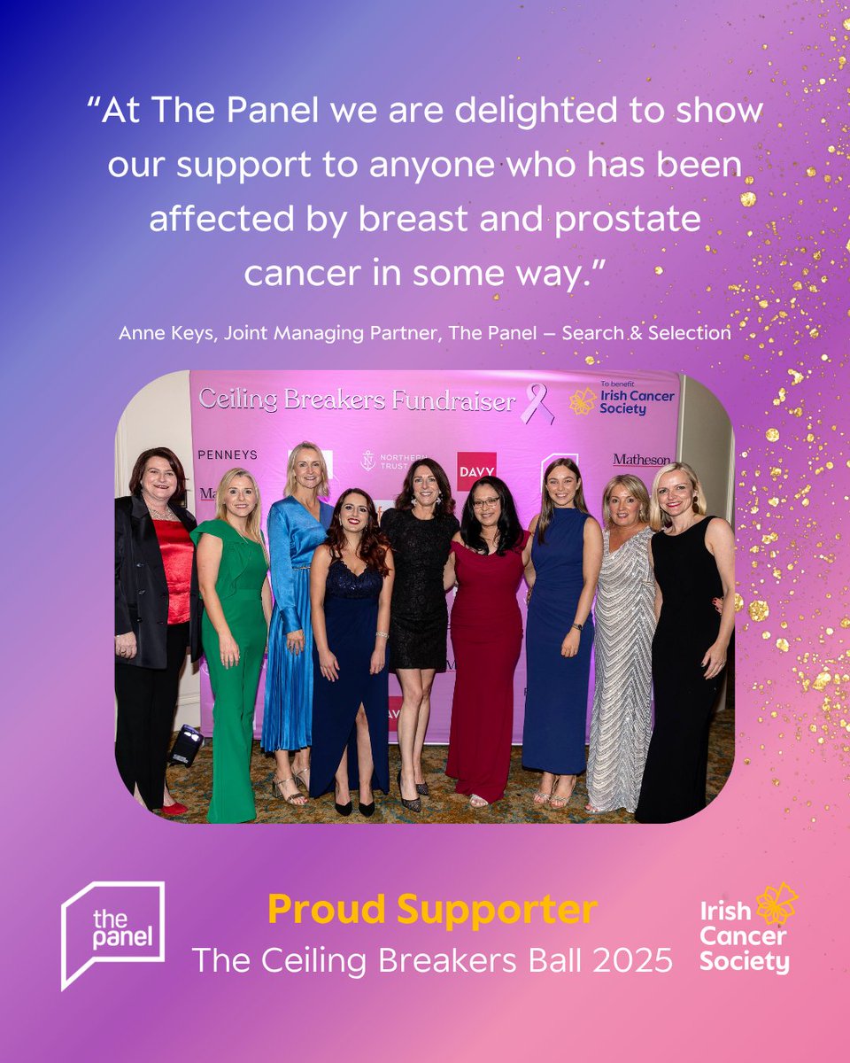ThePanelDublin's tweet photo. 🎉 Just 1 day to go until the Ceiling Breakers Ball! As proud sponsors, The Panel is excited to once again support the @IrishCancerSoc  and their crucial work in combating breast/prostate cancer.

🩷 To support their work, donate here: https://t.co/uGQCydHV6o

#ceilingbreakers25 https://t.co/FUEsQLBMvi