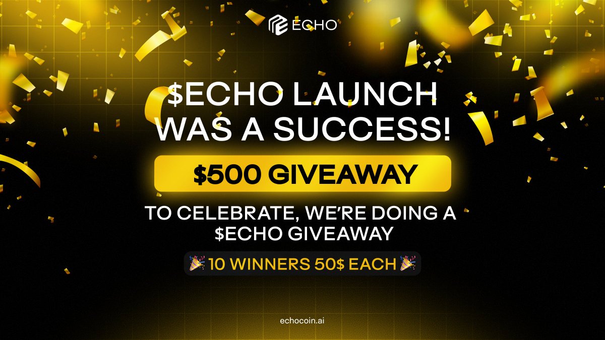 EchoBSC's tweet image. $ECHO Launch Was a Success!
We hit $9M on launch — and this is just the beginning.
A massive THANK YOU to everyone showing love and support ❤
To celebrate, we’re doing a
$500 $ECHO GIVEAWAY 💸
🎉 10 Winners 50$ each 🎉
Here’s how to enter:
- Turn on notifications + engage…
