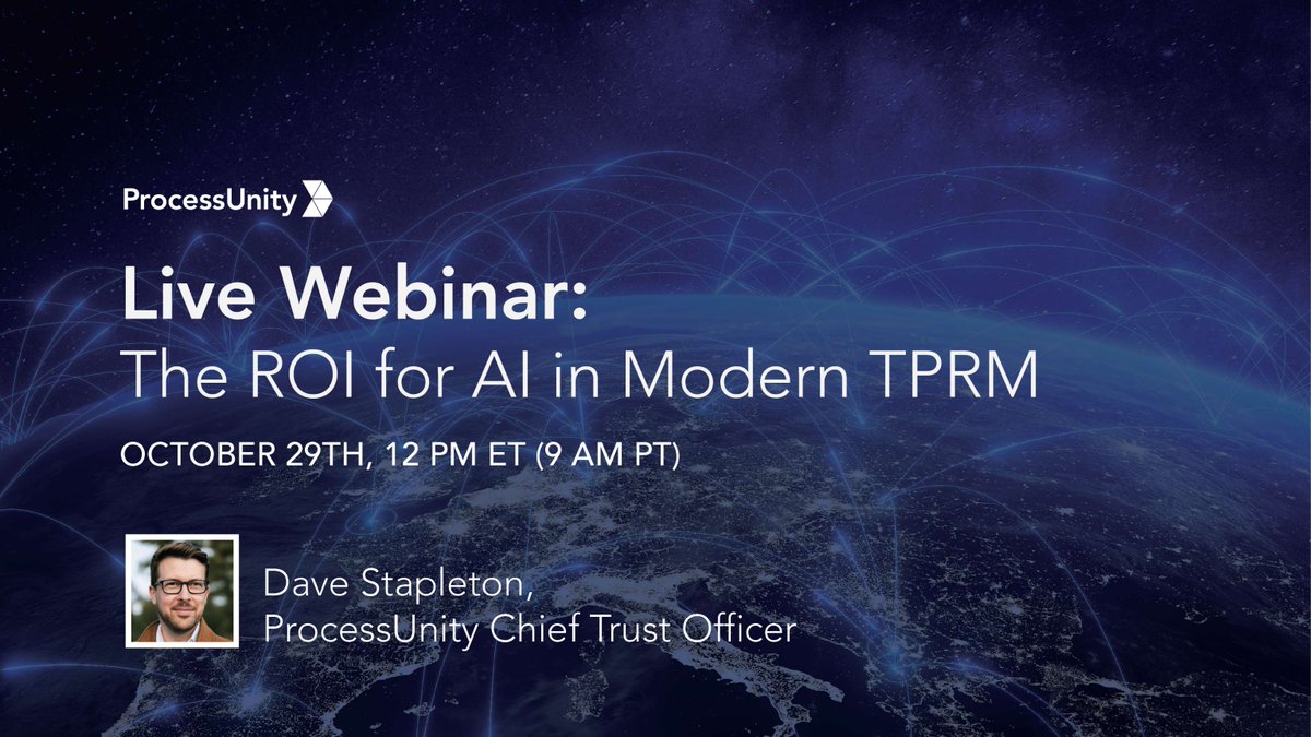 ProcessUnity's tweet image. AI in TPRM isn’t optional, it’s essential.
Join ProcessUnity experts on Oct 29 to explore the ROI of AI and see how automation is reshaping modern TPRM.
Register now: info.processunity.com/webinar-roi-ai…
#AIinTPRM #ThirdPartyRisk