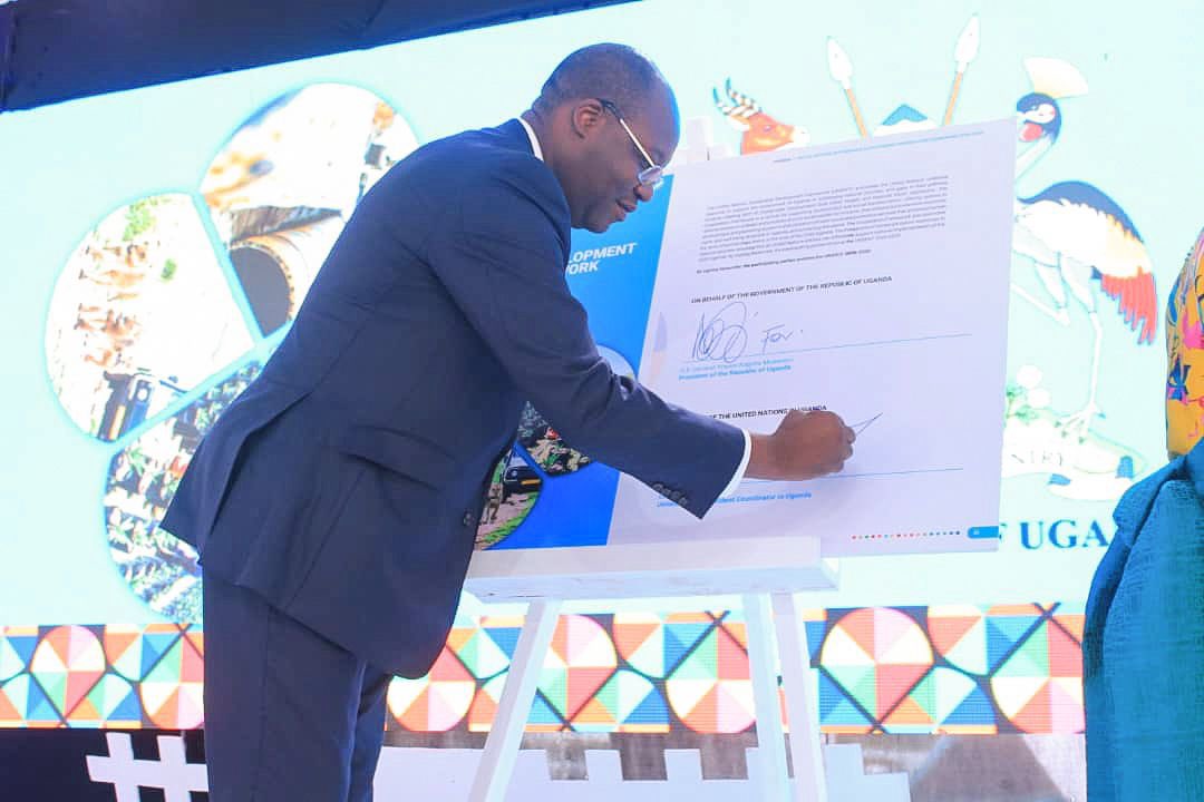UNinUganda's tweet photo. 🌍 Launched! The Uganda–#UNUgCooperationFramework 2026–2030 was launched by Rt.Hon. Prime Minister, Ms. Robinah Nabbanja on behalf of the President of Uganda
Co-created with youth, CSOs, private sector, UN & partners, marking a new chapter in inclusive, sustainable development. https://t.co/HWzk8HD4bY