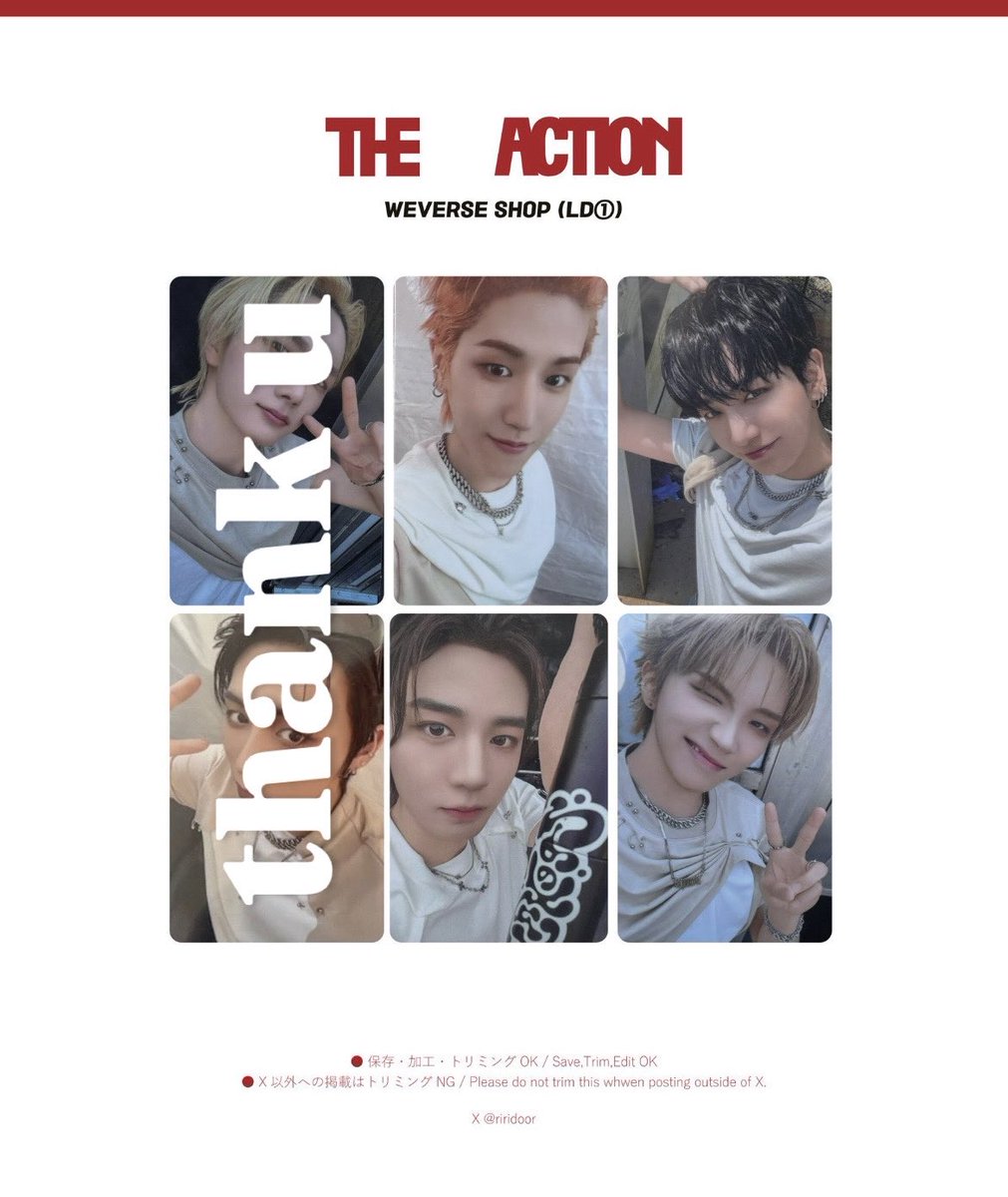 atbe943's tweet photo. BOYNEXTDOOR The Action
トレカ 共同購入 Lollapalooza

譲) weverse ラキドロ
リウ ジェヒョン イハン ウナク

求)1,600円(送料込)

※ ff,まとめての方優先
お気軽にお声掛けください♡ https://t.co/2FAgIvLv9X