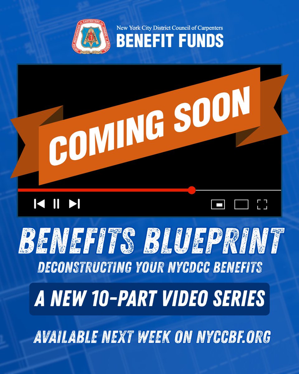 COMING SOON TO NYCCBF.ORG – the Benefits Blueprint Video Series! Each of these ten videos will highlight an NYCDCC benefit, including medical, dental, pension, and more. 

We’ll be sharing the first video on social media next Monday, so stay tuned!