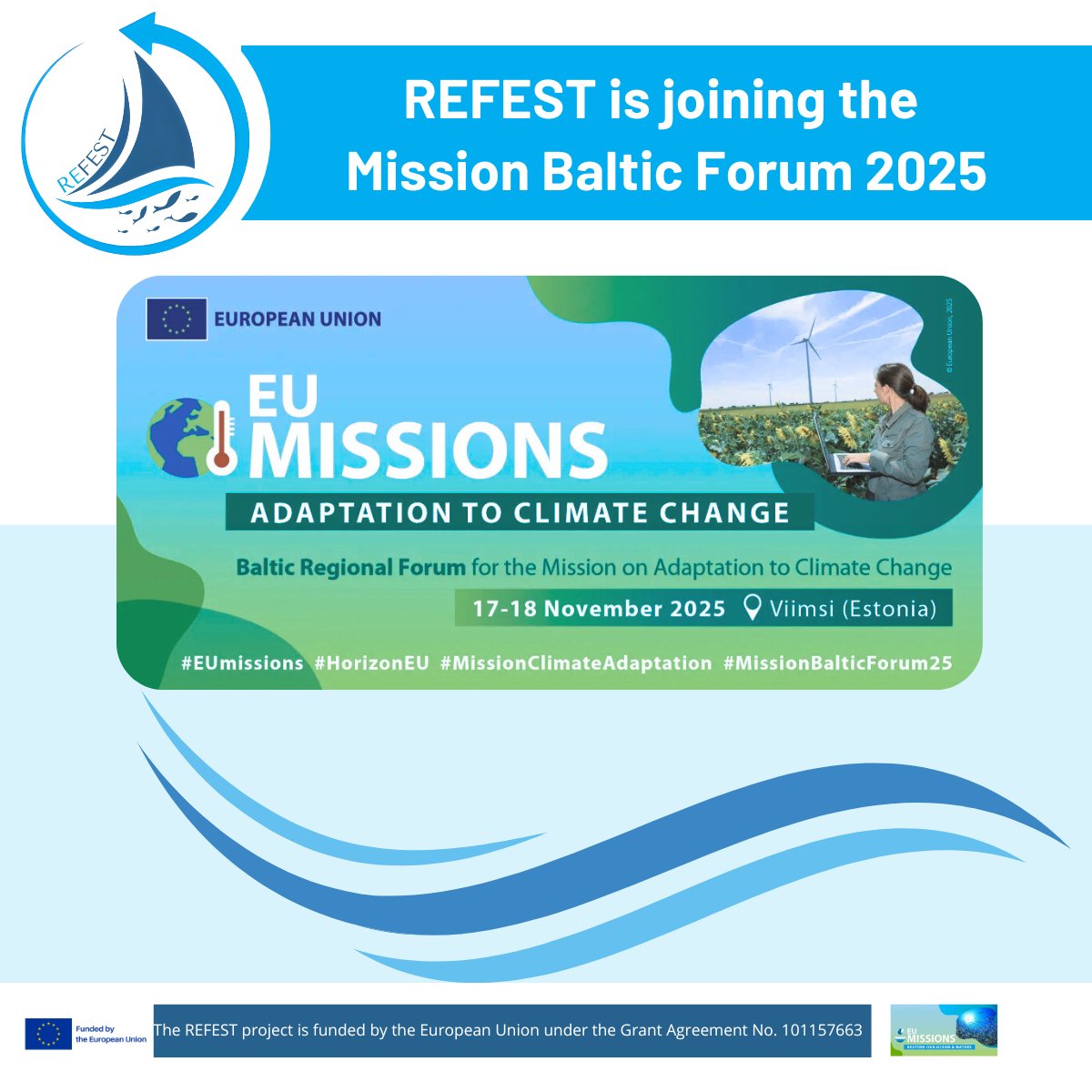 RefestEUProject's tweet image. 🌍 REFEST is joining the #MissionBalticForum25 to boost climate adaptation across the Baltic region!
We’ll connect with leaders &amp;amp; projects shaping solutions for resilience, heat management &amp;amp; water security.🔗 
Register here: mission-adaptation.forum/baltic-forum/f… 

#REFEST #MissionAdaptation