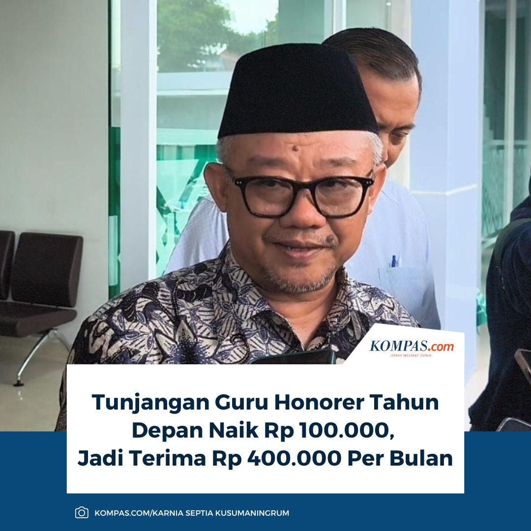 kompascom's tweet image. Kementerian Pendidikan Dasar dan Menengah (Kemendikdasmen) menyampaikan rencana adanya penambahan tunjangan guru honorer pada tahun depan sebesar Rp 100.000.

Baca di sini: nasional.kompas.com/read/2025/10/2…

~TA #Tunjangan #GuruHonorer
