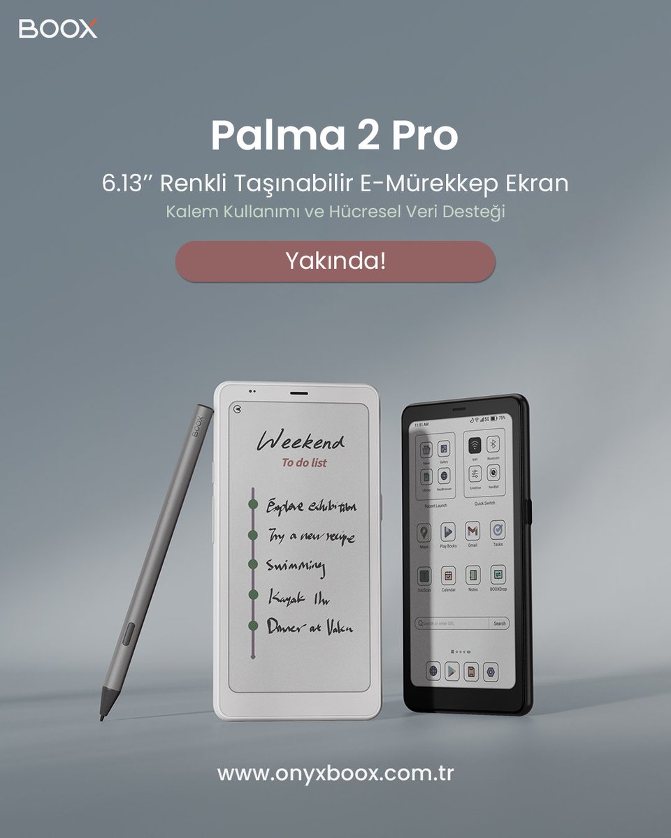 Palma 2 Pro ✨️YAKINDA ✨️
Yeni Konfor Alanınız
6.13inç renkli e-mürekkep ekran, kalem kullanımı ve hücresel veri desteği ile sizinle!🎉

📌Detaylı bilgi ve daha fazlası için sitemizi ziyaret edin.
🌐onyxboox.com.tr 

#Palma2Pro #Yakında #TeknolojininYeniYüzü