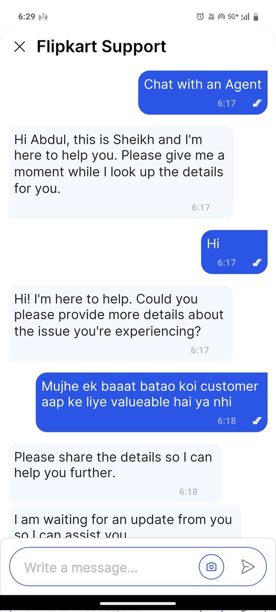 legacylegends14's tweet photo. Ye ek @Flipkart Se hoi Conversation hai. Mine Ek order placed kya tha 10th October ko or 22th October delivery ka date hai. Lekin mujhe emergency khin safar pe jaana tha to mine @flipkartsupport ko request kya ke jldi delivery krne but usne refuse kr dya ke possible nhi. https://t.co/3EAS2TrKxa