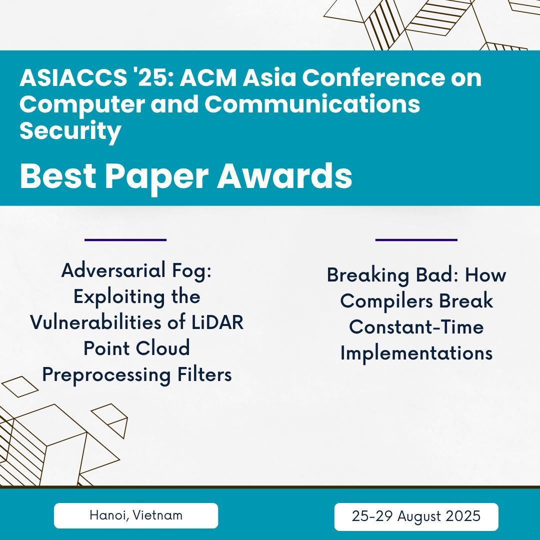 ACMDL's tweet image. We are thrilled to share the outstanding research contributions recognized at #ASIACCS&apos;25: ACM ASIA Conference on Computer and Communications Security. This year&apos;s selection highlights the cutting-edge advancements and innovative approaches in the field of Computer and…