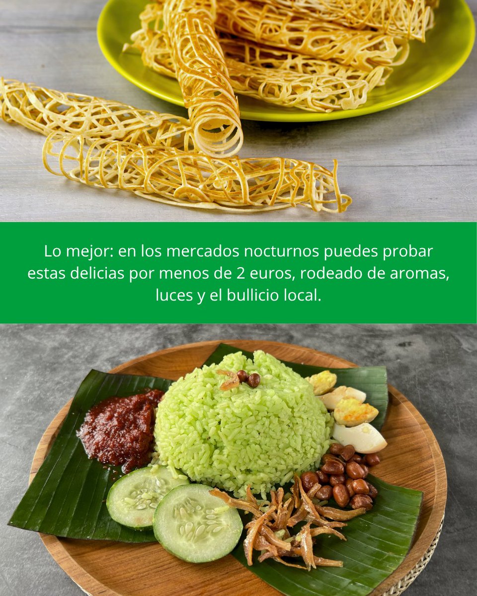 😋 Malasia es un paraíso foodie:

🥢 Nasi lemak, laksa, satay...
🌶️ Sabores malayos, chinos e indios en cada bocado
🌙 Mercados nocturnos desde 2 €: aromas, luces y vida local
Una fiesta de sabor en cada esquina.