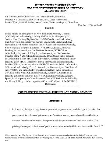 NYCA got 92 towns in NYS to sign on agreeing there must be an external audit of NYS board of elections. Nothing happened--now we are SUING for LEGITIMATE REPRESENTATIVE GOVERNMENT!!

Help us fight! auditny.com/donate/