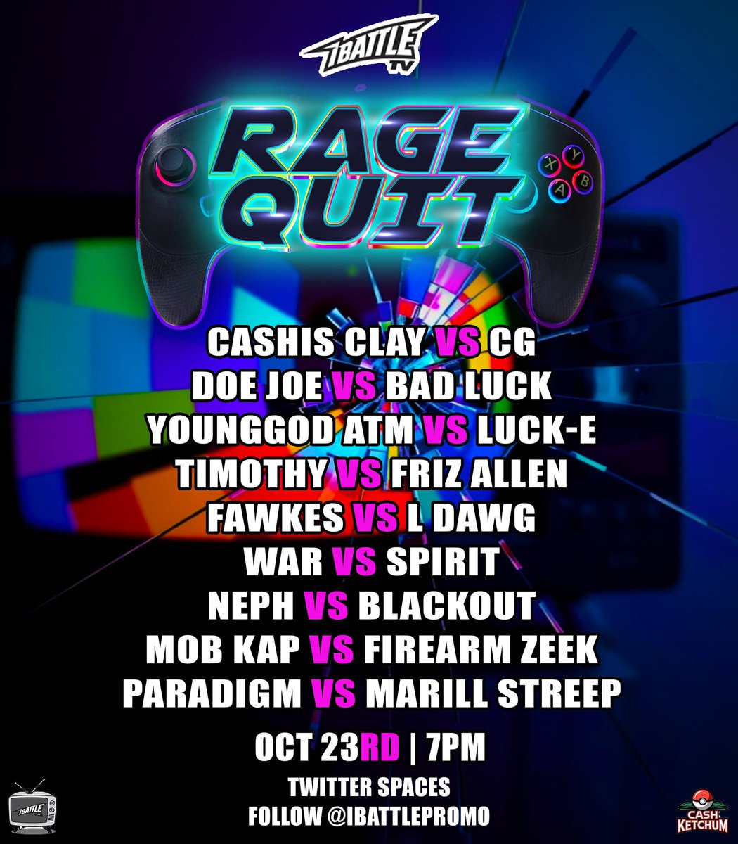 iBattlePromo's tweet photo. We have battles on the spaces tomorrow night at 7PM EST! #RAGEQUIT

Tune in and rock out with us before #GOTAXI

Ps, next weeks spaces card will be announced during the event! https://t.co/SxRscF1zmR