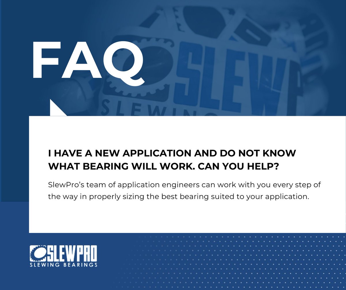 SlewPro's tweet image. Selecting the right bearing for a new application can be tricky - you’re not alone. SlewPro’s application engineers provide expert guidance to properly size and select bearings that meet your project’s needs.
hubs.ly/Q03LrTvf0
#EngineeringSupport #IndustrialSolutions