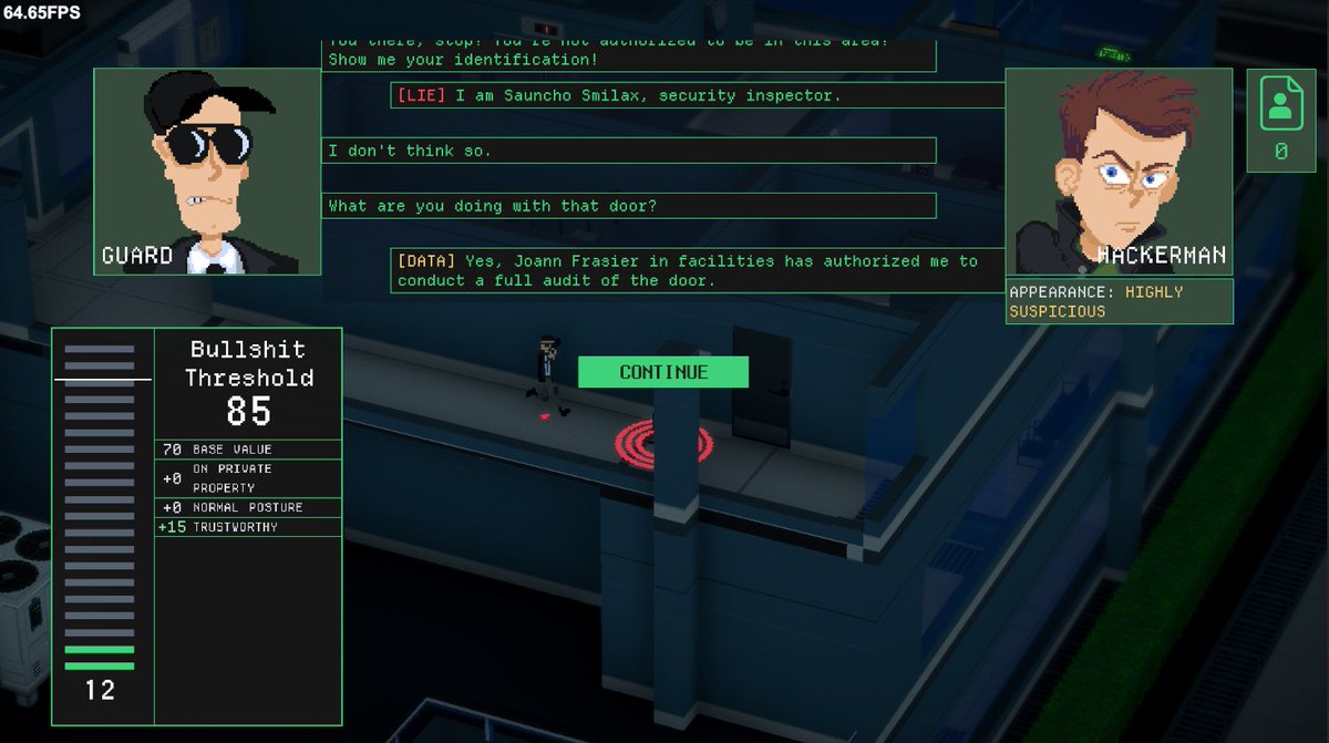 facilities has authorized me to conduct a full audit of this door. Now stop asking questions! #gamedev #cyberpunk