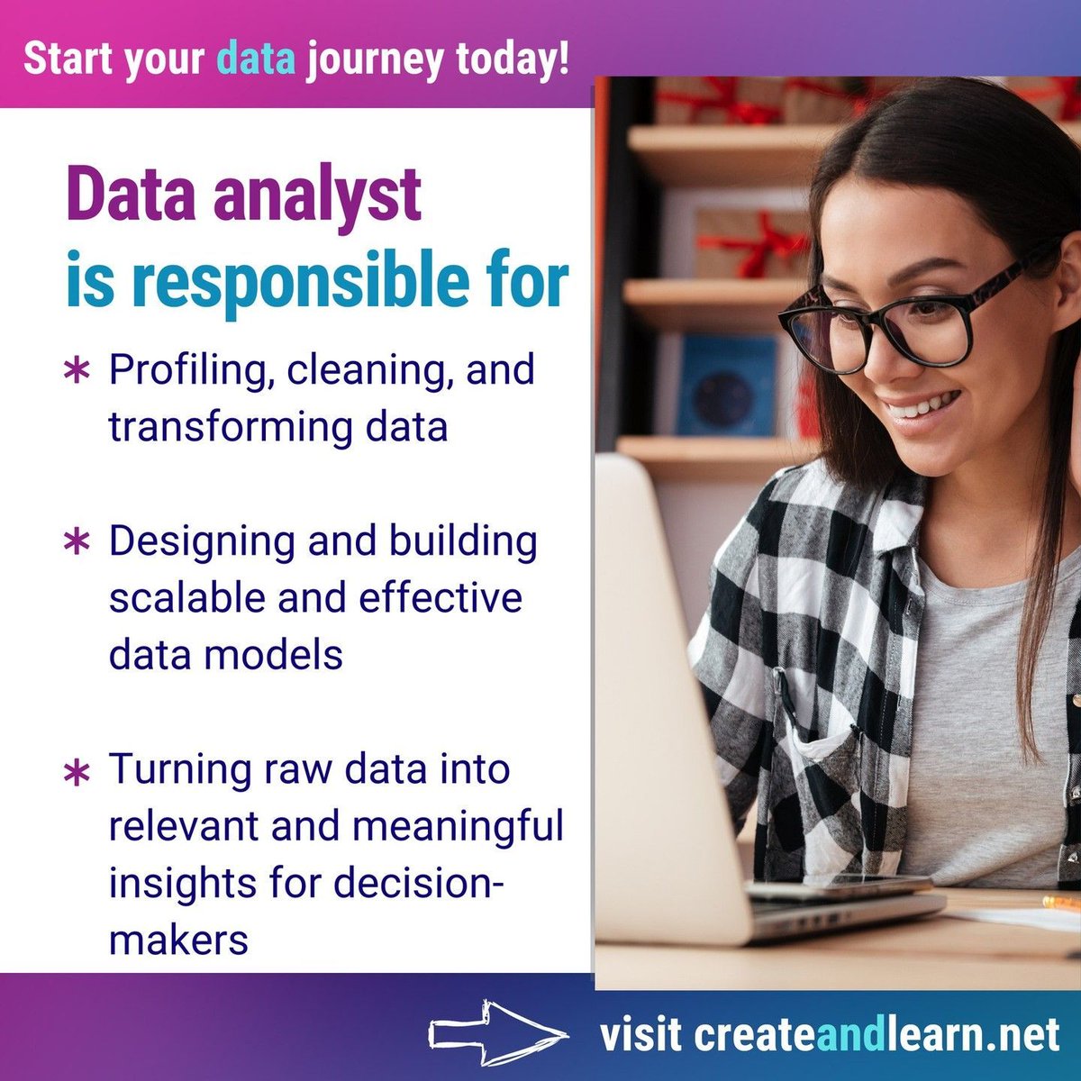 CreateAndLearn1's tweet image. 📊A data analyst enables businesses to maximize the value of their data assets through #visualization and #reporting tools such as #PowerBI, #Tableau, and #Excel. They are responsible for profiling, cleaning, and transforming data.