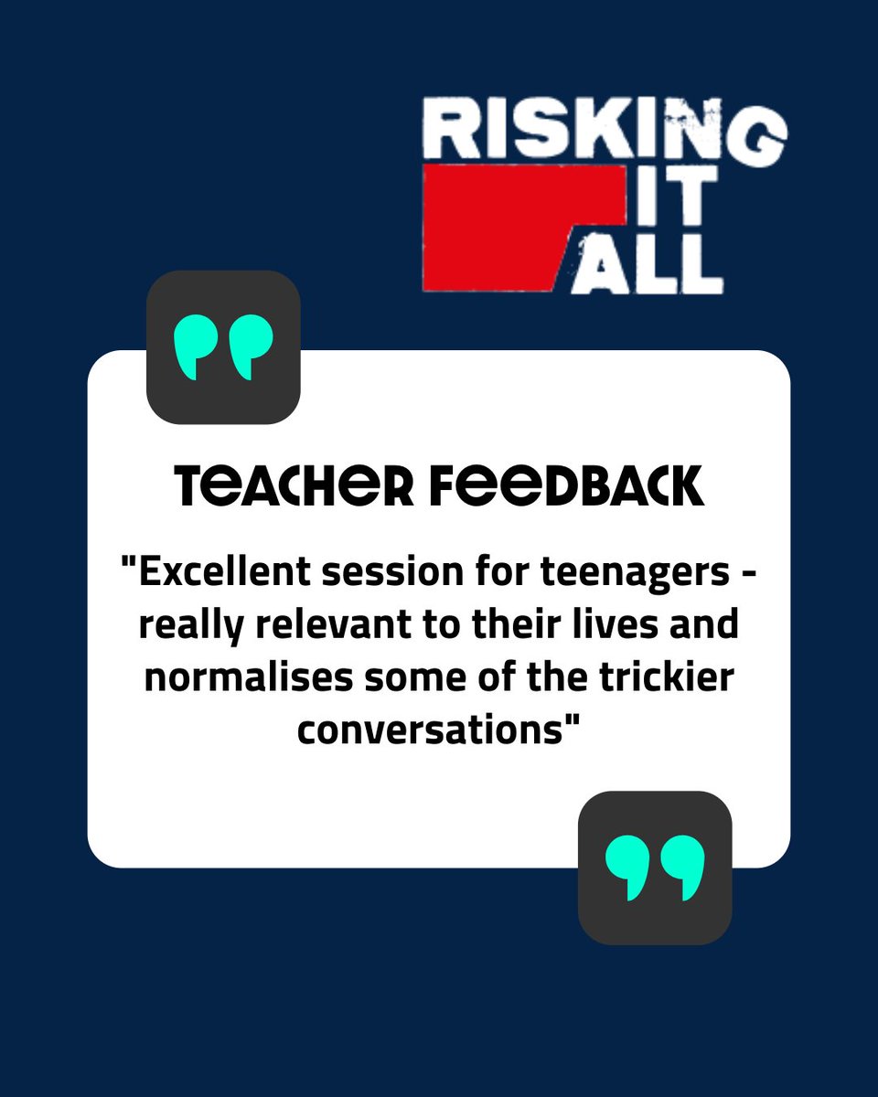Yesterday we kicked off our Cheshire West tour of Risking It All supported by <a href="/WestminsterFdn/">Westminster Foundation</a>!

Risking It All uses real stories to raise awareness around exploitation, grooming, substance use &amp; respectful relationships.

Thanks to <a href="/ChristletonHS/">Christleton High School</a> &amp; <a href="/TheBridgeSSS/">The Bridge</a> for having us!😊
