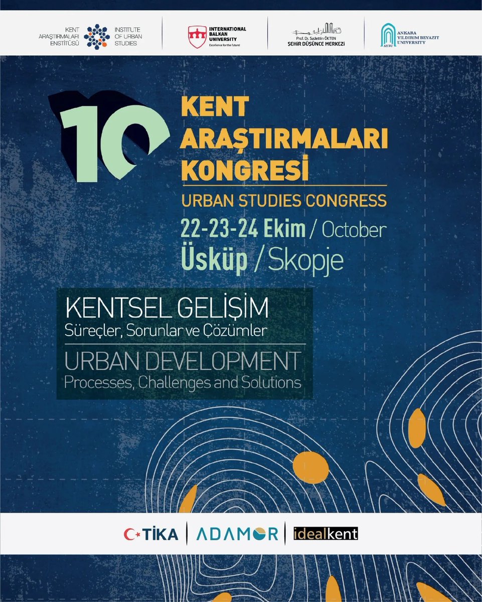 balkanunv's tweet photo. Uluslararası Balkan Üniversitesi olarak, 22–24 Ekim tarihleri arasında gerçekleşecek olan 10. Kentsel Çalışmalar Kongresi’ne ev sahipliği yapmaktan büyük bir gurur duyuyoruz. Bu etkinlik, kentsel gelişim alanında dünyanın dört bir yanından önde gelen akademisyenleri ve uzmanları bir araya getiriyor.
Bu yılın ana teması olan “Kentsel Gelişim: Süreçler, Zorluklar ve Çözümler”, kentleşme olgusunu sosyal, ekonomik ve çevresel boyutları ile ele alıyoruz. 
Kongre, Mühendislik Fakültemin Mimarlık Bölümü tarafından, Ankara Kentsel Çalışmalar Enstitüsü iş birliğiyle düzenlenmekte olup, beş farklı ülkeden yaklaşık 300 akademisyen, araştırmacı ve kentsel gelişim profesyonelini ağırlayacaktır.
Açılış töreni, 22 Ekim Çarşamba günü saat 09.00’da, IBU Kampüs Konferans Salonu’nda gerçekleştirilecektir. Törenimizde Rektörümüz Prof. Dr. Lütfi Sunar, İstanbul Esenler Belediye Başkanı Mehmet Tevfik Göksu, Prof. Dr. Sadettin Ökten, Dr. Gregor Čok, Dr. Elvida Pallaska ve TİKA Başkanı sayın Serhan Kayaları ağırlayacağız. 
Üç gün sürecek kongre boyunca, sürdürülebilir kentleşme, mimari miras, toplumsal dönüşüm ve akıllı şehir uygulamaları gibi geniş bir yelpazede konular ele alınacaktır. Açılış oturumu (22 Ekim, 09.00–14.00) ve kapanış oturumu (24 Ekim, 16.00–17.00), kongrenin öne çıkan bölümleri olacaktır.
Uluslararası Balkan Üniversitesi olarak, basın mensuplarını, akademisyenleri, öğrencileri ve kentsel gelişimle ilgilenen herkesi, geleceğin şehirlerini şekillendirmeyi amaçlayan bu önemli akademik buluşmaya davet ediyoruz.