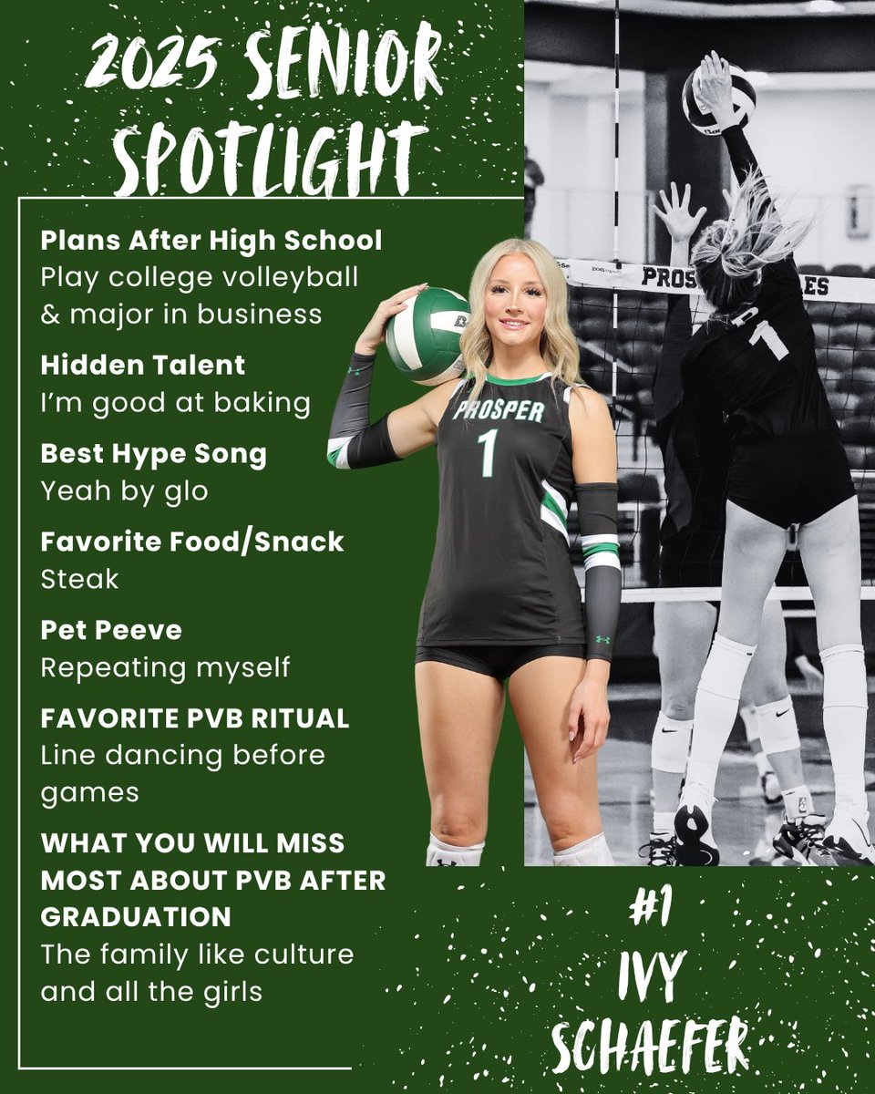 prospervb's tweet image. Counting down to Senior Night, Friday, Oct 24th!
We can’t wait to celebrate our 6 incredible seniors! 🦅💚
Starting with #1, Ivy Schaefer!🏐
 #PVB #SeniorSpotlight