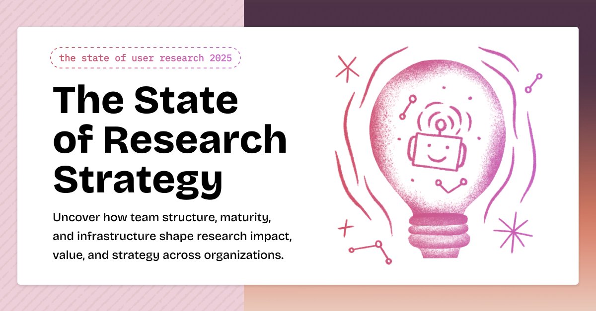 userinterviews's tweet image. ✨Just dropped: The State of Research Strategy Report
This report reveals how research teams actually drive impact, with insights on team structures, operational practices, maturity, and strategy.
📊 Check out the full report now: userinterviews.com/state-of-resea…
