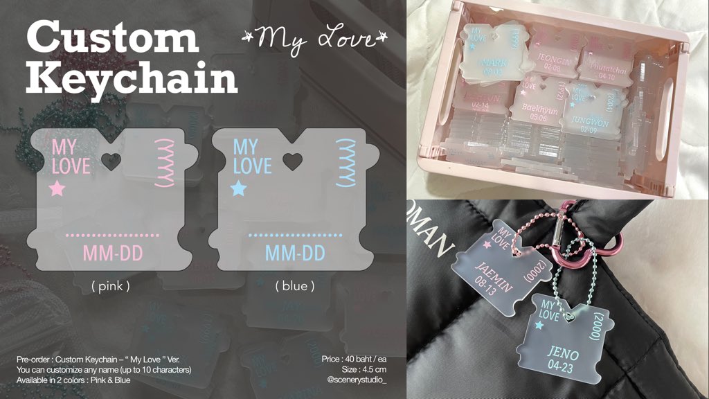 scenerystudio_'s tweet image. pls rt ; สอบถามค่ะ👏🏻

มีใครยังสนใจพวงกุญแจ custom เวอร์นี้กันอยู่มั้ยคะ ถ้าสนใจกันเยอะเรามาเปิดพรีให้อีก ใครรอฝากกด เฟบ/รี ไว้ให้หน่อยนะคะ

☆ falling in love : 40฿
☆ my love : 40฿ 
* สั่งทำได้ทุกชื่อไม่เกิน 10 ตัวอักษร *

ถ้าอยากให้แท็กเรียกกรอกฟอร์มในมช.ได้เลย👇🏻