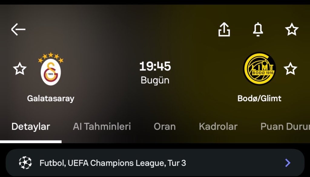 Galatasaray  Bodo Glimt maç skorunu doğru bilen iki takipçime Galatasaray forması hediye ediyorum. 

Yapmanız gerekenler 
- Beni takip etmek 
- rt yapmak beğenmek 
- ve skoru doğru tahmin etmek.