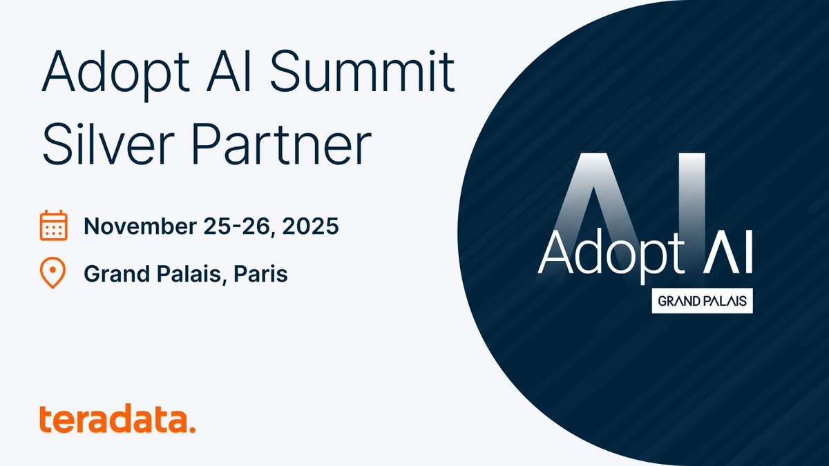 Teradata's tweet image. @Teradata is Silver Partner at #AdoptAISummit2025! Visit the Tech Demo Zone to learn enterprise-ready AI—from real-time architectures to autonomous agents via:

✅ AgentBuilder
✅ MCP Server
✅ ClearScape Analytics
✅ Enterprise Vector Store

Let’s connect/shape the future of AI!