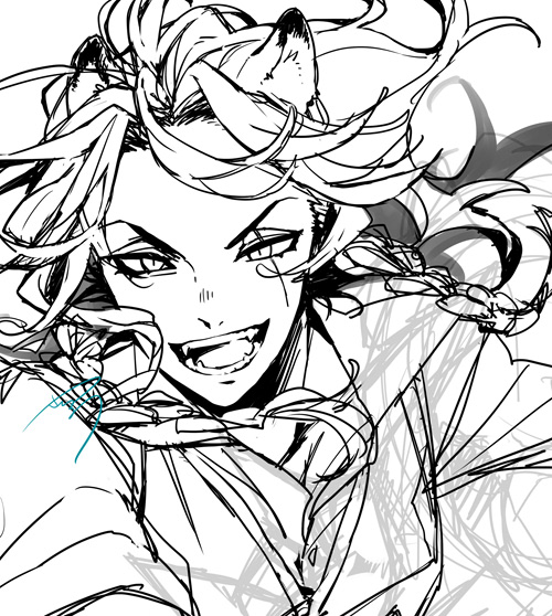 風を受けて髪の毛がばさばさなってる🦁さんが好きという落書き